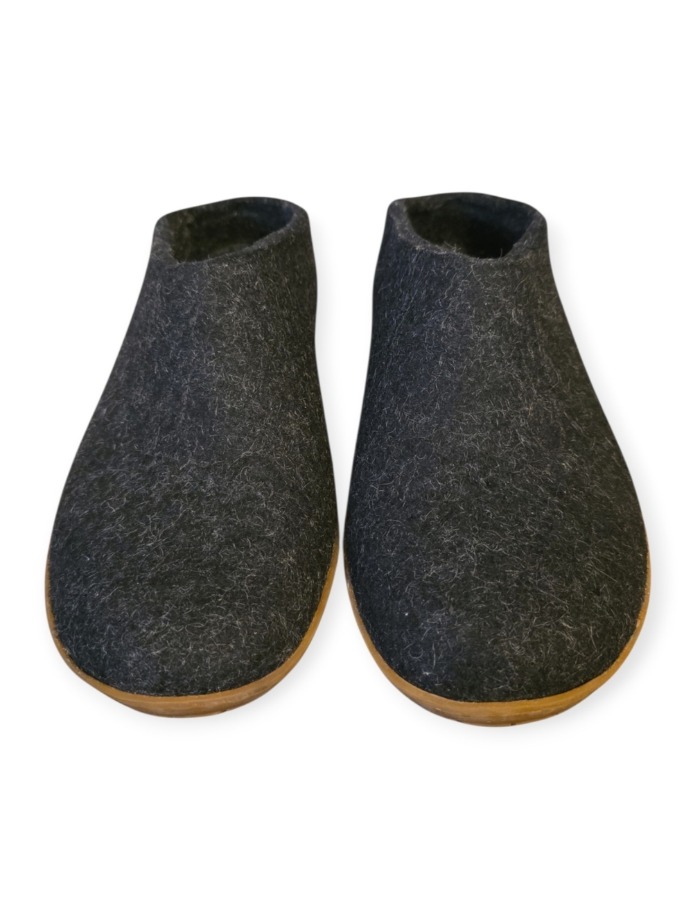 Women's Glerups charcoal slip-on wool slippers, size 39 (9)